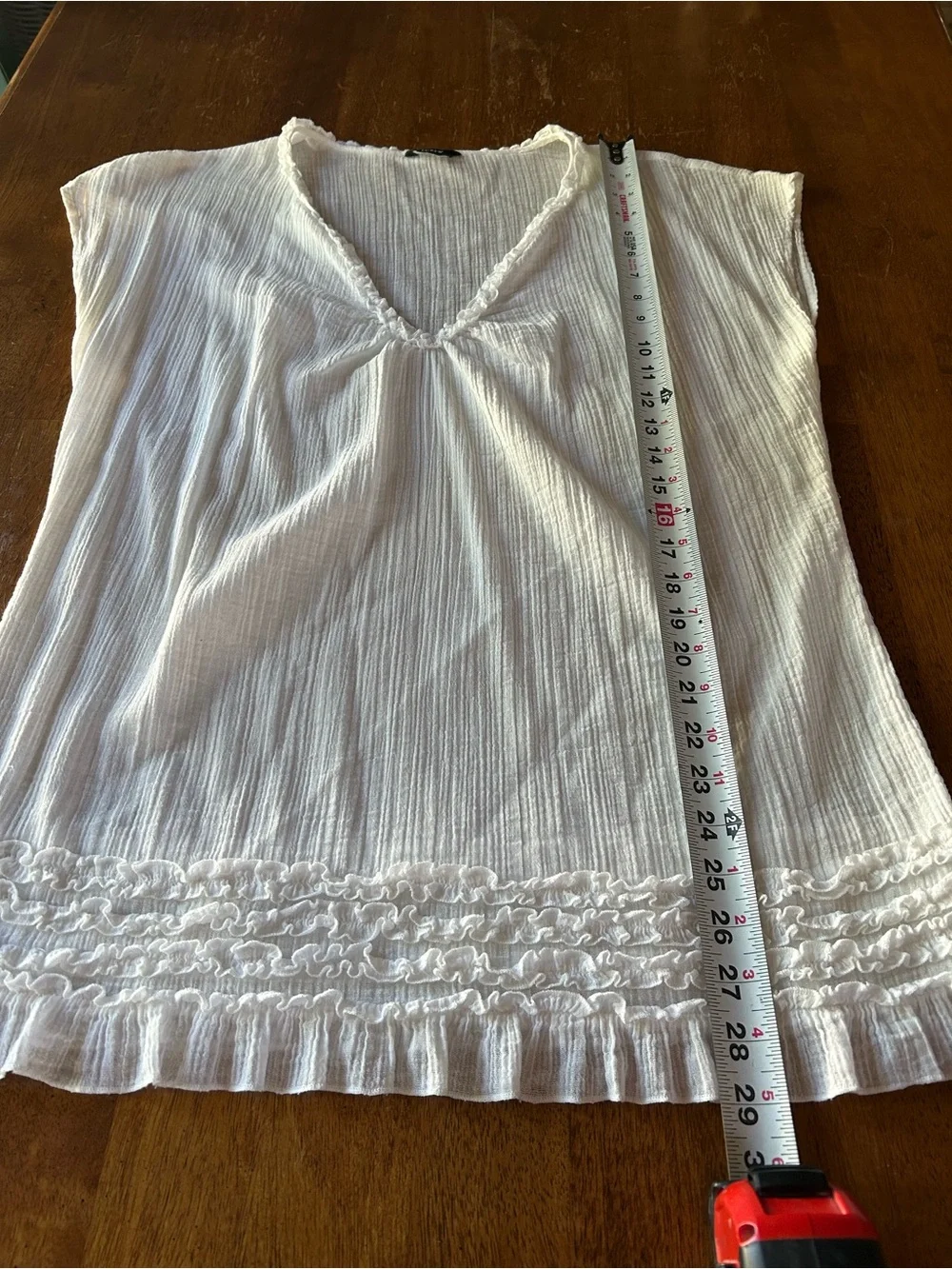 J. Crew White Cotton Gauze Beach Cover-Up Tunic V-Neck Tiered Ruffle Hem Swim